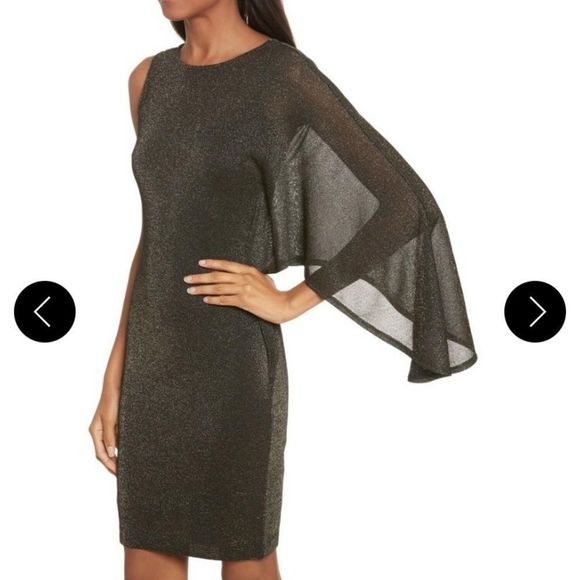 Ted Baker London Monyca Draped One Shoulder Sparkly Dress NWT - Picture 2 of 10